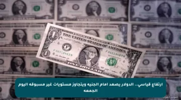 ارتفاع قياسي.. الدولار يصعد أمام الجنيه ويتجاوز مستويات غير مسبوقة اليوم الجمعة